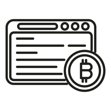 Web şifreleme simgesi ana hatları vektörü. Para bitcoin. Ödeme dijital