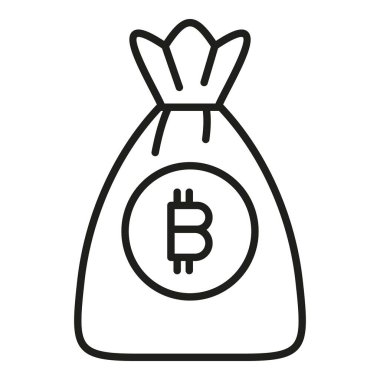 Kripto para çantası ikonu ana hat vektörü. Finans işi. Finansal ödeme