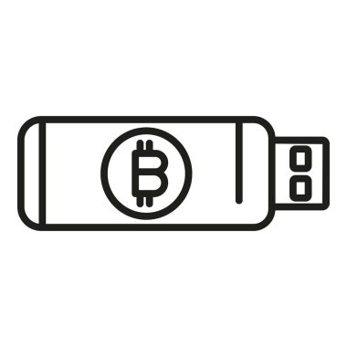 Kripto para birimi usb simgesi ana hat vektörü. Bitcoin parası. Kripto işi