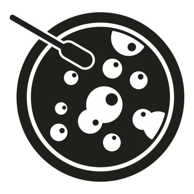 Bakteri simgesi basit vektör. Petri kabı. Hücre ilacı