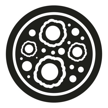 Petri kabı simgesi basit vektör. Bakteri hücresi. Sağlık