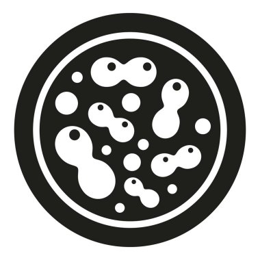 Bakteri simgesi basit vektör. Petri kabı. Sağlık hücresi