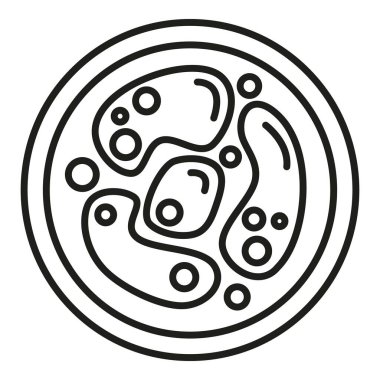 Mikrobiyoloji ikonu ana hatları vektörü. Petri kabı. Hücre ilacı