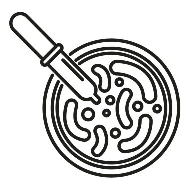 Tıbbi petri kabı ana hatları vektörü. Sağlık hücresi. Mikro deney