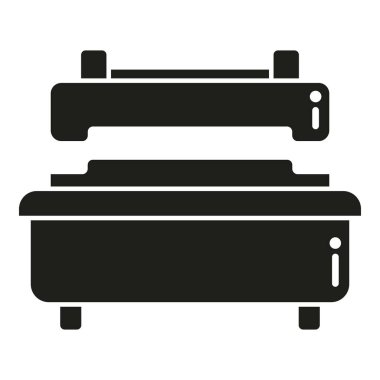 Şişe basın makinesi simgesi basit vektör. İlaç fabrikası. Eylem araştırması