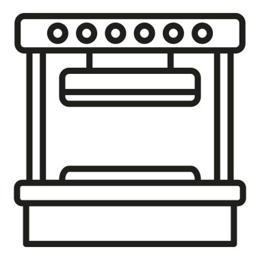 Üretim makinesi simgesi ana hatları vektörü. Basın makinesi. Fabrika ekipmanı