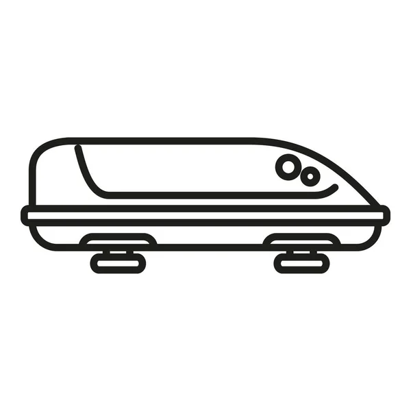 自動ルーフボックスアイコンアウトラインベクトル 車の旅 休暇貨物 — ストックベクタ