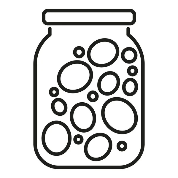 橄榄罐图标轮廓矢量 吃泡菜 罐头厨师 — 图库矢量图片