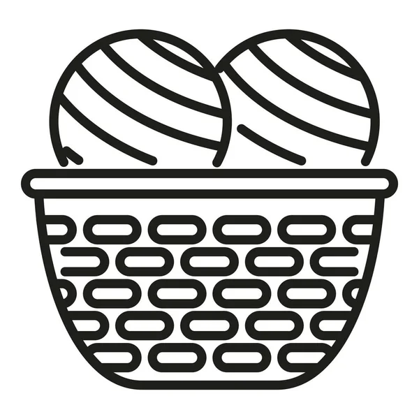 篮子毛球图标矢量轮廓 针织纱织物布 — 图库矢量图片