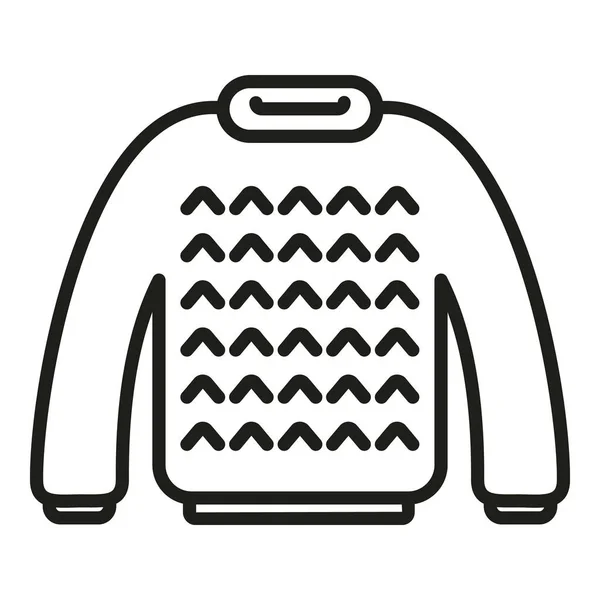 Sweater Knit Icon Outline Vector Wool Yarn Winter Fashion — Stock Vector