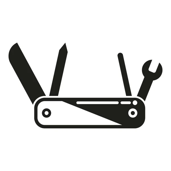 Ikona Švýcarského Nože Jednoduchý Vektor Armádní Multitool Camping Kit — Stockový vektor