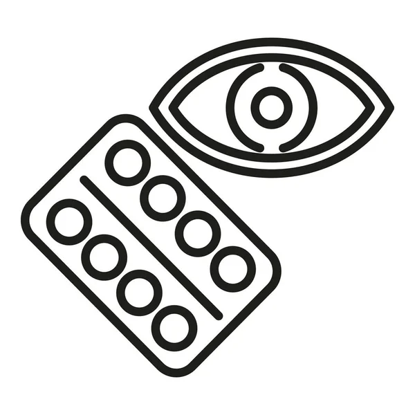 Das Augenpillen Symbol Umreißt Den Vektor Testklinik Augenpflege — Stockvektor