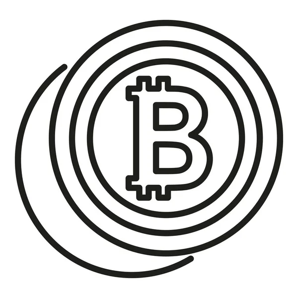 Bitcoin Coin Icône Contour Vecteur Argent Crypté Financement Des Entreprises — Image vectorielle