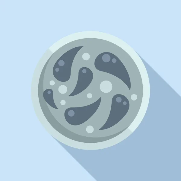 Icône Bactérienne Vecteur Plat Boîte Pétri Cellule Sanitaire — Image vectorielle