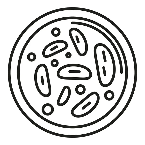Micro Bacterias Icono Contorno Vector Placa Petri Virus Médico — Vector de stock