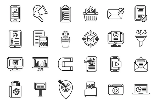 Marketing Filled Icons Set Outline Vector Direct Sales Mail Cart — Stock Vector