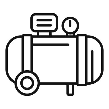 Döner kompresör simgesi dış hat vektörü. Hava makinesi. Basınç tankı