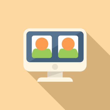 PC takım çalışması simgesi düz vektör. Servis ekibi. Dijital cep telefonu