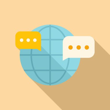 Küresel etkileşim simgesi düz vektör. Servis ekibi. Çevrimiçi bilgisayar