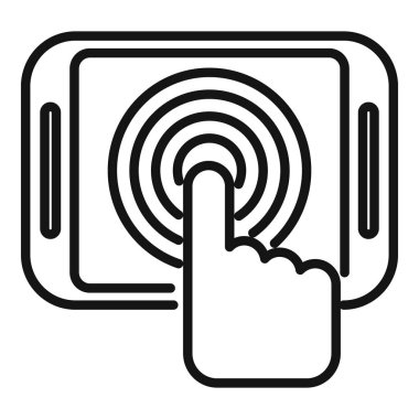 Tablet dokunmatik simge ana hatları vektörü. Mesaj servisi. Takım çevrimiçi