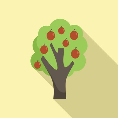 Erik ağacı simgesi düz vektör. Meyve bahçesi. Hasat çiftliği