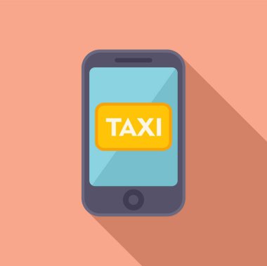 Akıllı telefon taksi servisi ikonu düz vektör. Havaalanı transferi. Modern kitap