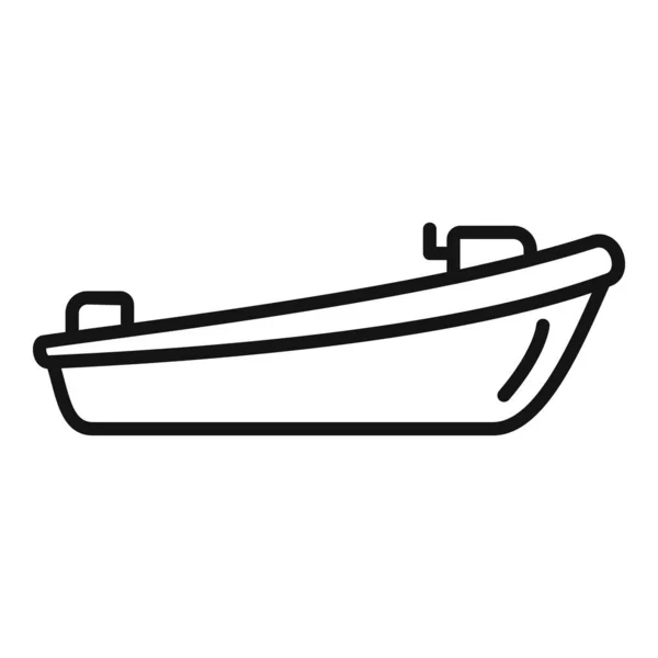 Ícone Madeira Barco Resgate Contorno Vetor Inundação Marítima Segurança Costeira — Vetor de Stock