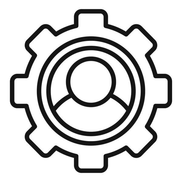 Gear Setup Icon Outline Vector Digital Person Process Teamwork — Stock Vector