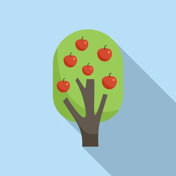 Trädgård Äppelträd Ikon Platt Vektor Fruktplantor Skördegård — Stock vektor