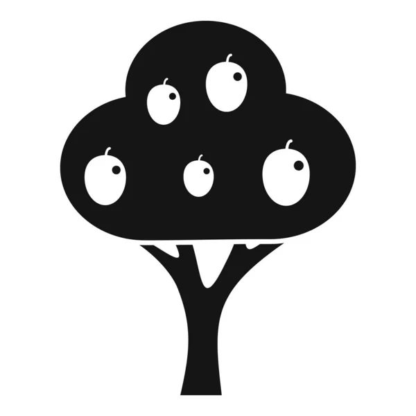 Świeże Drzewo Owocowe Ikona Prosty Wektor Ogrodowe Zbiory Krzew Śliwkowy — Wektor stockowy