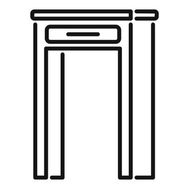 Havaalanı tarayıcı simgesi ana hat vektörü. Uçuş transferi. Uçak yolculuğu.