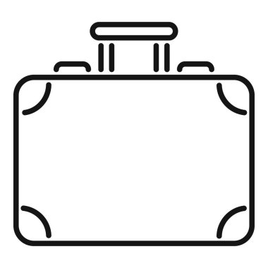 Seyahat çantası ikonu ana hatları vektörü. Havaalanı transferi. Otel bagajı