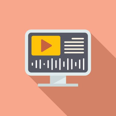 Pc simge düz vektörü düzenle. Film montajı. Canlandırma sesi