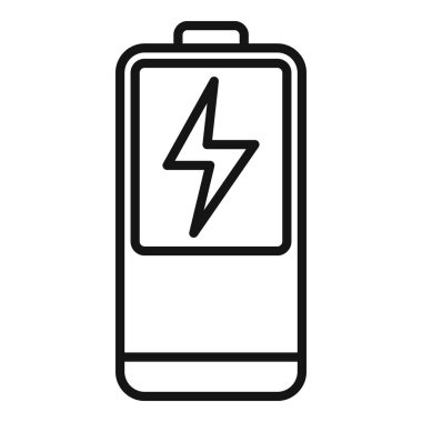 Batarya ikon dış hat vektörünü yüklüyor. Web arayüzü. Uygulama indirmesi