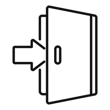 Kapı simgesi ana hat vektörünü aç. Bilgisayar arayüzü. Kullanıcı interneti