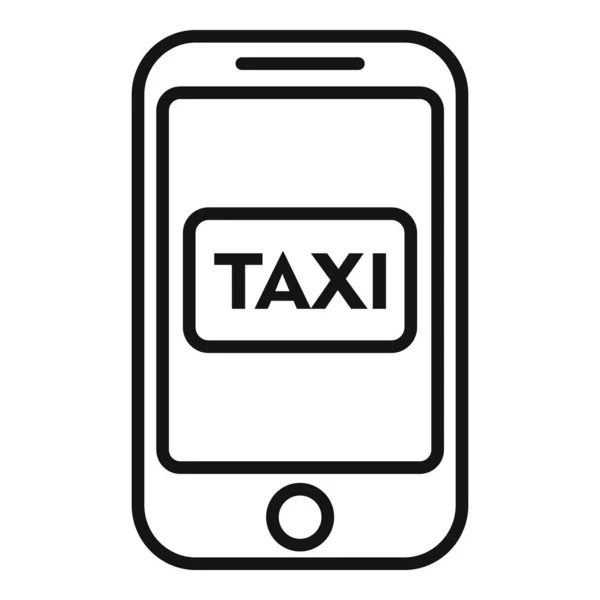 Smartphone Servizio Taxi Icona Contorno Vettoriale Trasferimento Aeroporto Libro Moderno — Vettoriale Stock