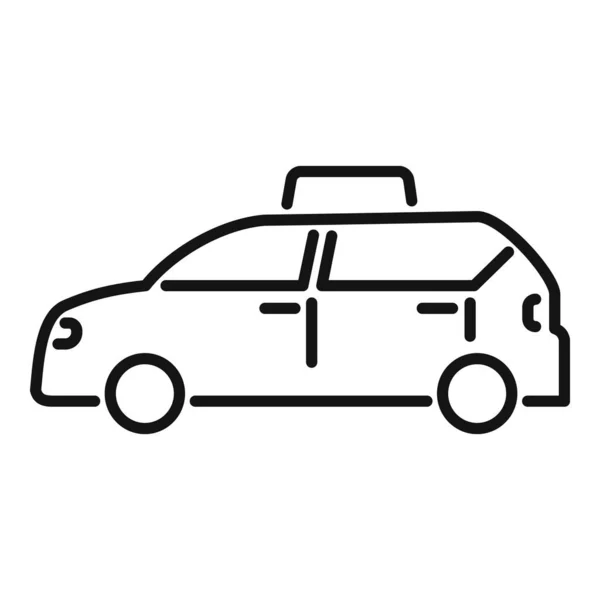 Taxi Auto Icona Contorno Vettore Viaggio Terminale Pickup Turista — Vettoriale Stock