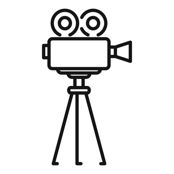 Kamera Ikonu Ana Hatlı Vektör Video Filmi Hareket Düzenleme — Stok Vektör
