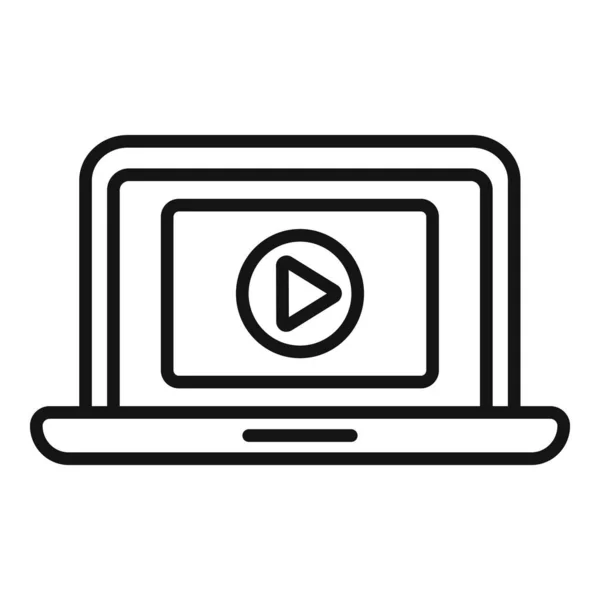 Laptop Filme Editar Ícone Contorno Vetor Vídeo Filme Clipe Movimento — Vetor de Stock