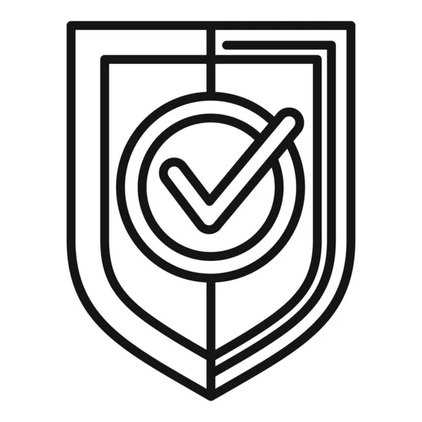 Approved Shield Icon Outline Vector Botón Interfaz Aplicación Software — Vector de stock