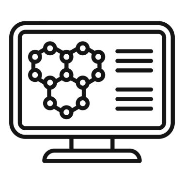 DNA araştırma ikonu ana hatları vektörü. Bilim laboratuarı. Kimyasal test