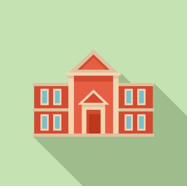 Okul simgesi düz vektör. Kampüs eğitimi. Şehir hayatı