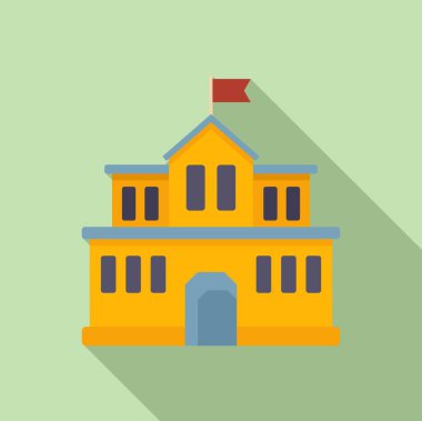 Kampüs ikon düz vektör inşa ediyor. Üniversite eğitimi. Eğitim sınıfı