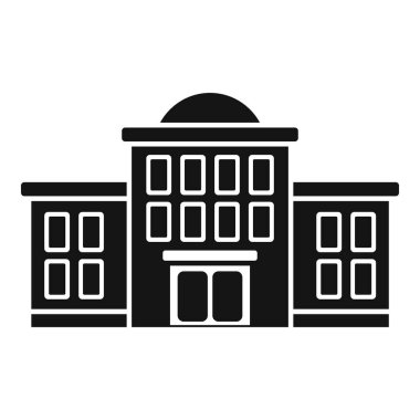 Okul binası simgesi basit bir vektör. Sınıfın dış yüzeyi. Şehir halkı.