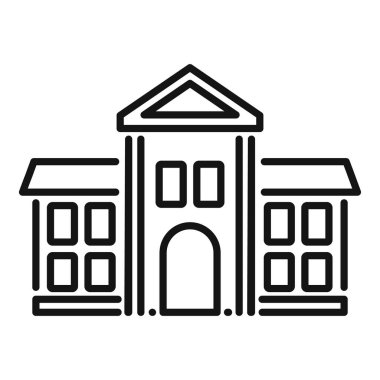 Bilim kampüsü ikonu ana hatları vektörü. Üniversite eğitimi. Okul binası