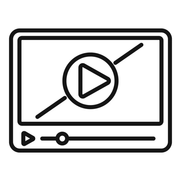 Video Player Icon Outline Vector Interfaz Web Dirección Horaria — Vector de stock