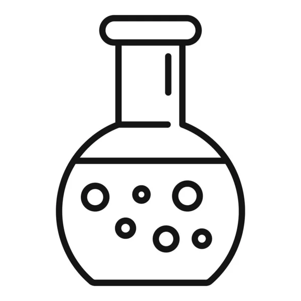 Frasco Químico Icono Contorno Vector Científico Laboratorio Ensayo Adn — Archivo Imágenes Vectoriales
