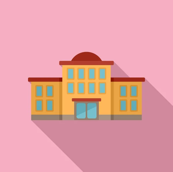 Okul Binası Ikonu Düz Vektör Sınıfın Dış Yüzeyi Şehir Halkı — Stok Vektör