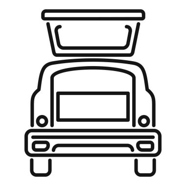 Bagaj ikonu taşıyıcı ana hat vektörü. Araç kapısı. Seyahat çantası.