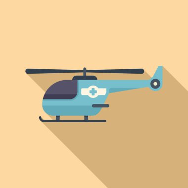 Tıbbi kurtarma helikopteri ikonu düz vektör. Hava muhafızı. Hava taşımacılığı